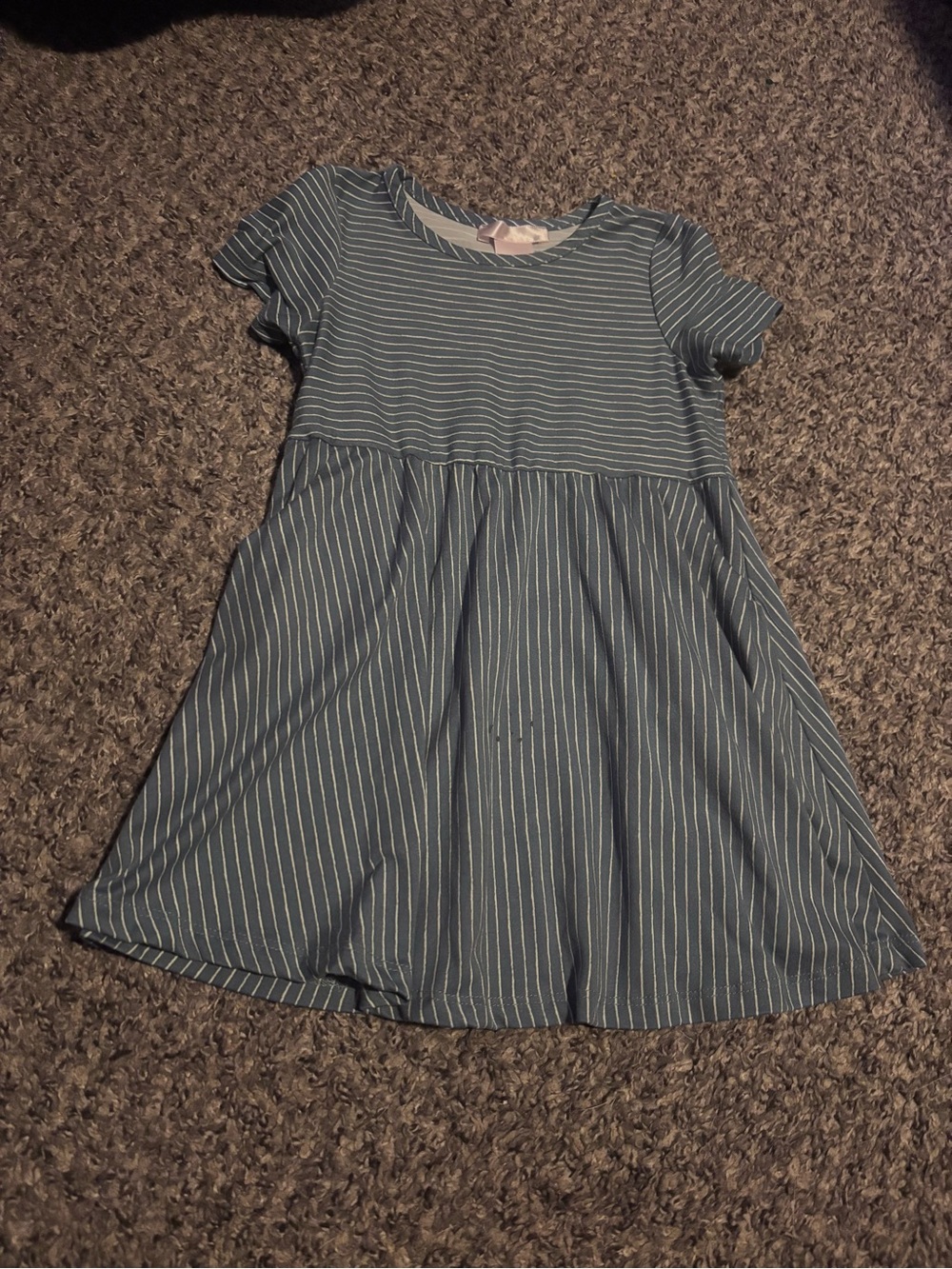Girls' Blue Striped Casual Dress